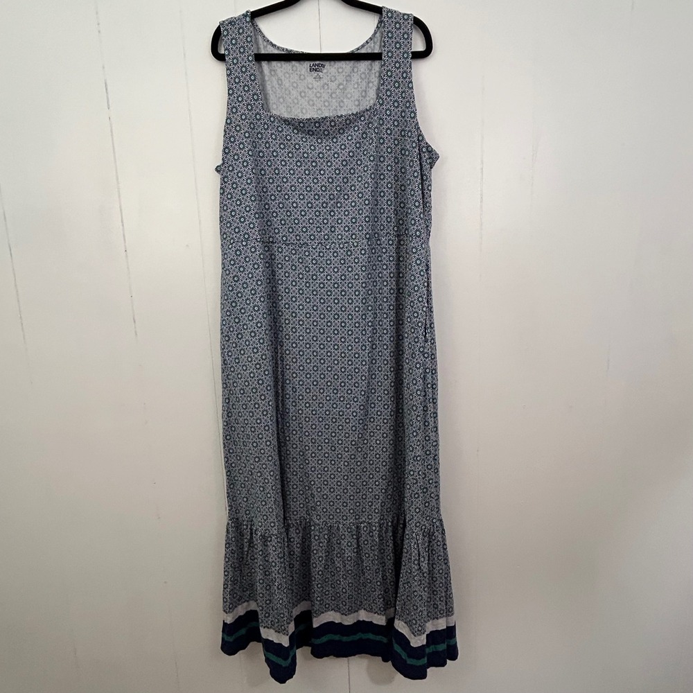 Lands' End Blue Printed Maxi Sundress